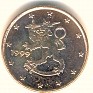 Euro - 1 Euro Cent - Finland - 1999 - Cobre Chapado en Acero - KM# 98 - 16,3 mm - Obv: Rampant lion left surrounded by stars, date at left Rev: Denomination and globe  - 0